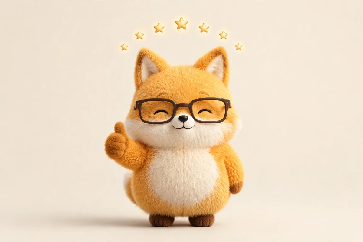 금색 별 다섯 개 아래에서 엄지를 든 Folo