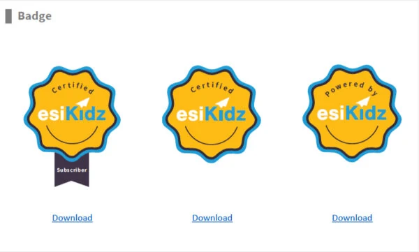 Certified esiKidz badge design variations