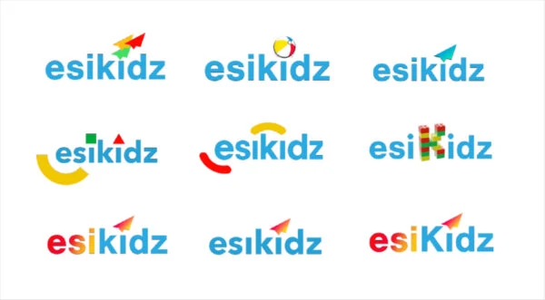 Nine logo concepts exploring brand directions